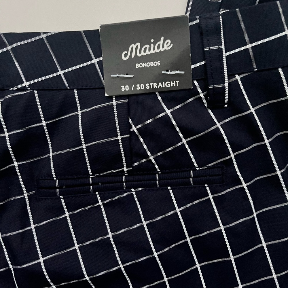 Men’s Bonobos Maide Navy Windowpane Golf Pants 30/30 Straight NWT - Picture 5 of 8